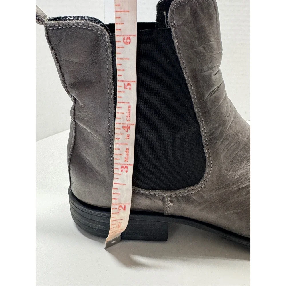Miz Mooz Lissie Antique Grey Ruched‎ Leather Chelsea Ankle Boots Womens 8.5